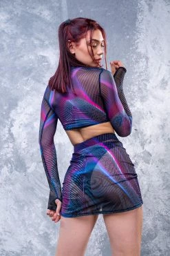 Badinka Synth Wave Mesh Skirt