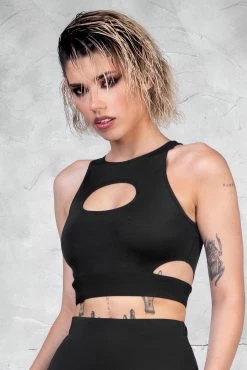 Badinka Back To Black Keyhole Cutout Crop Top