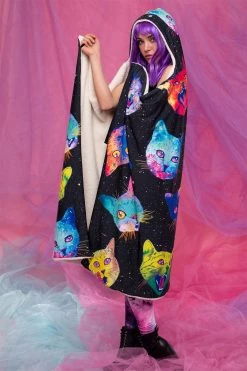 Badinka Cosmic Kitties Hoodie Blanket