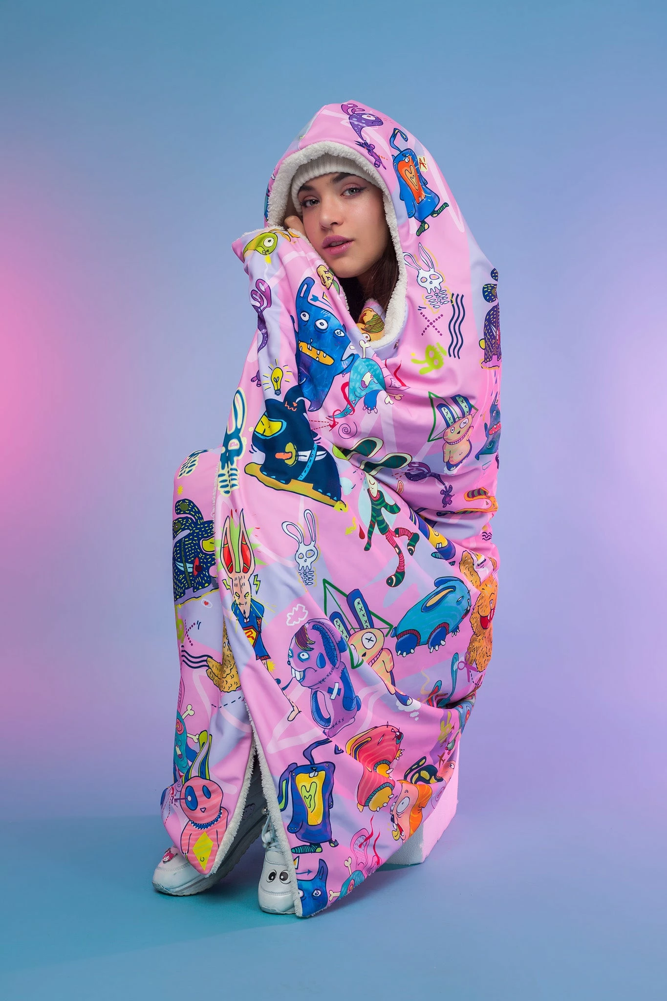 Badinka Rabbidelic Hooded Blanket (Pink) - Image 3