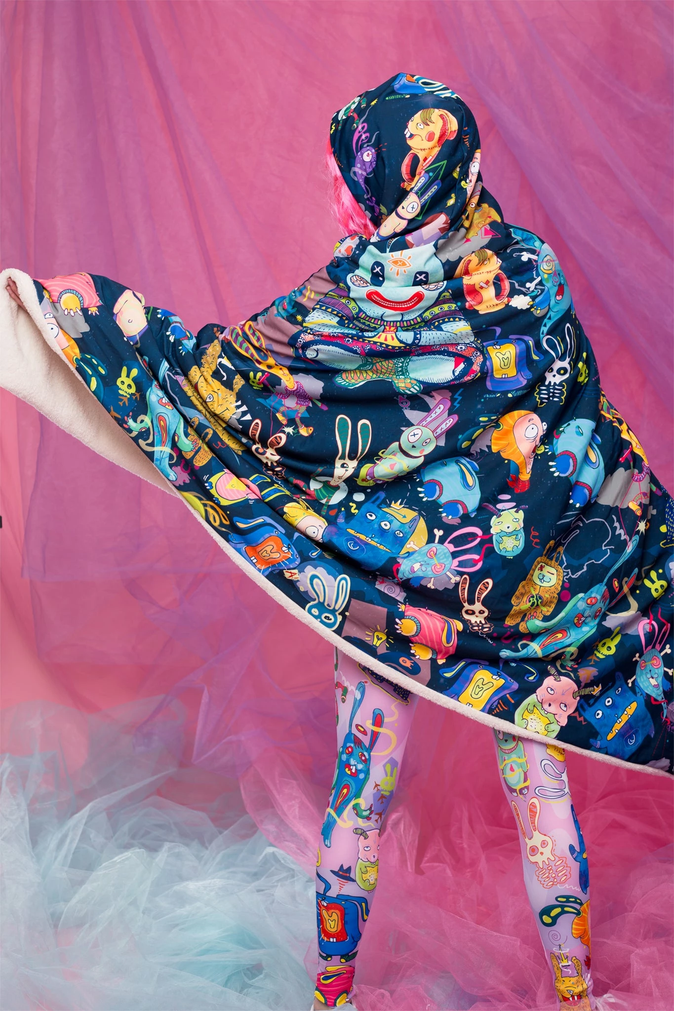 Badinka Rabbidelic Hoodie Blanket (Blue) - Image 5