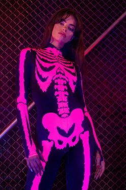 Badinka Raspberry Neon Skeleton Costume