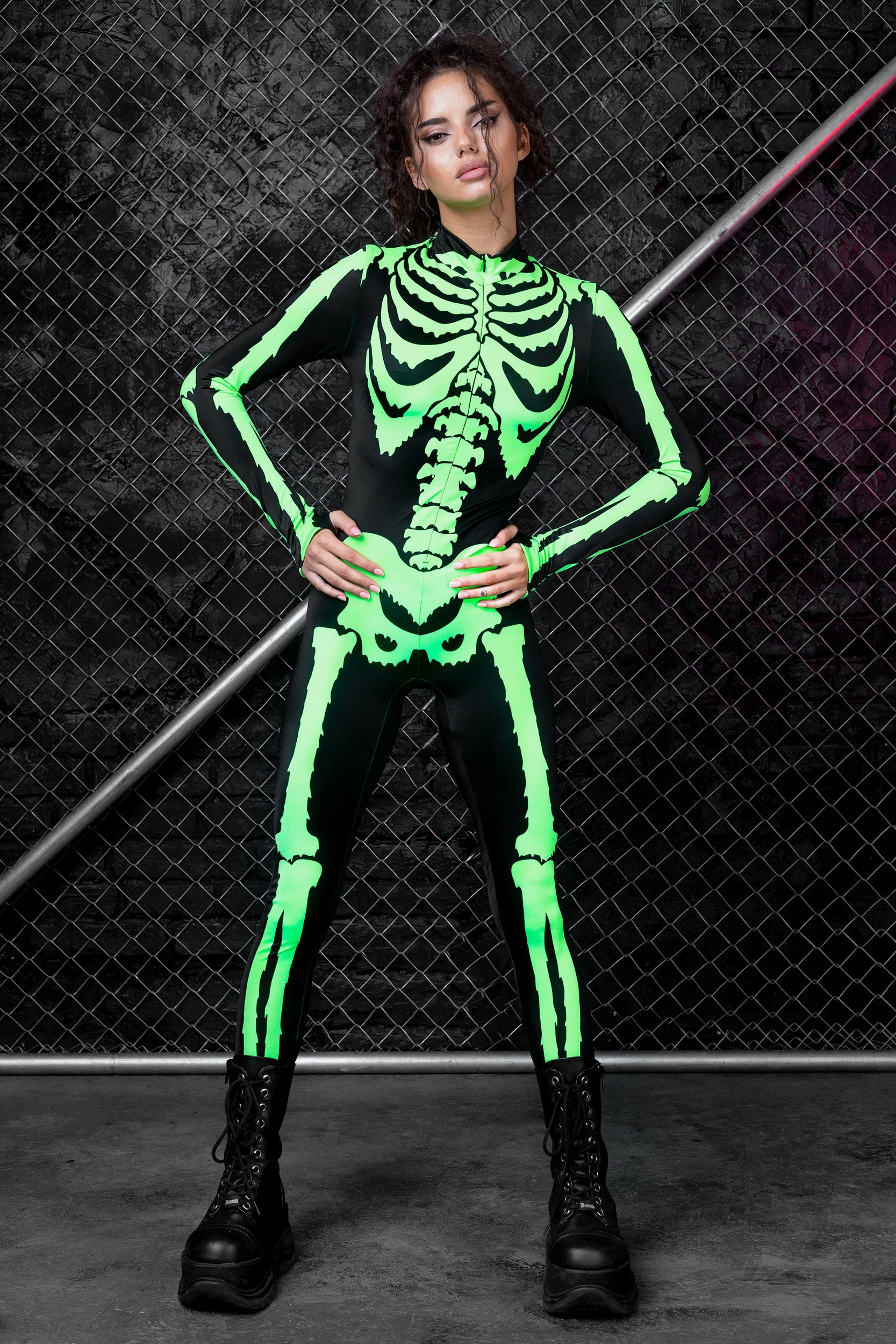 Badinka Acid Neon Skeleton Costume - Image 3