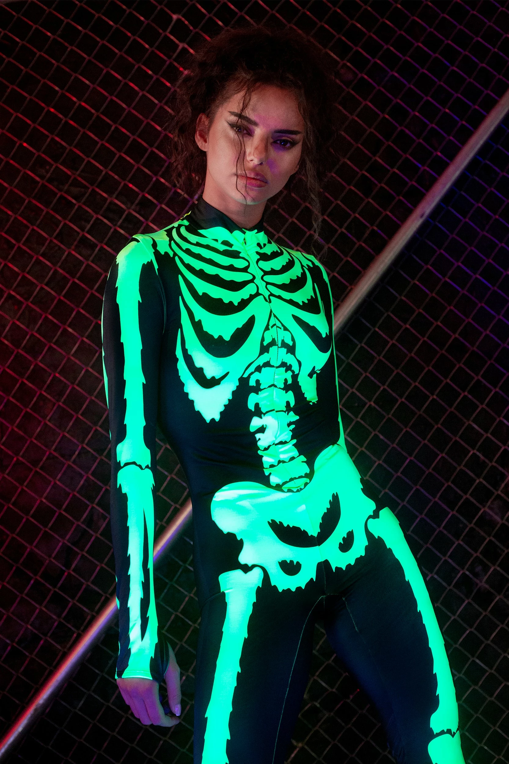 Badinka Acid Neon Skeleton Costume