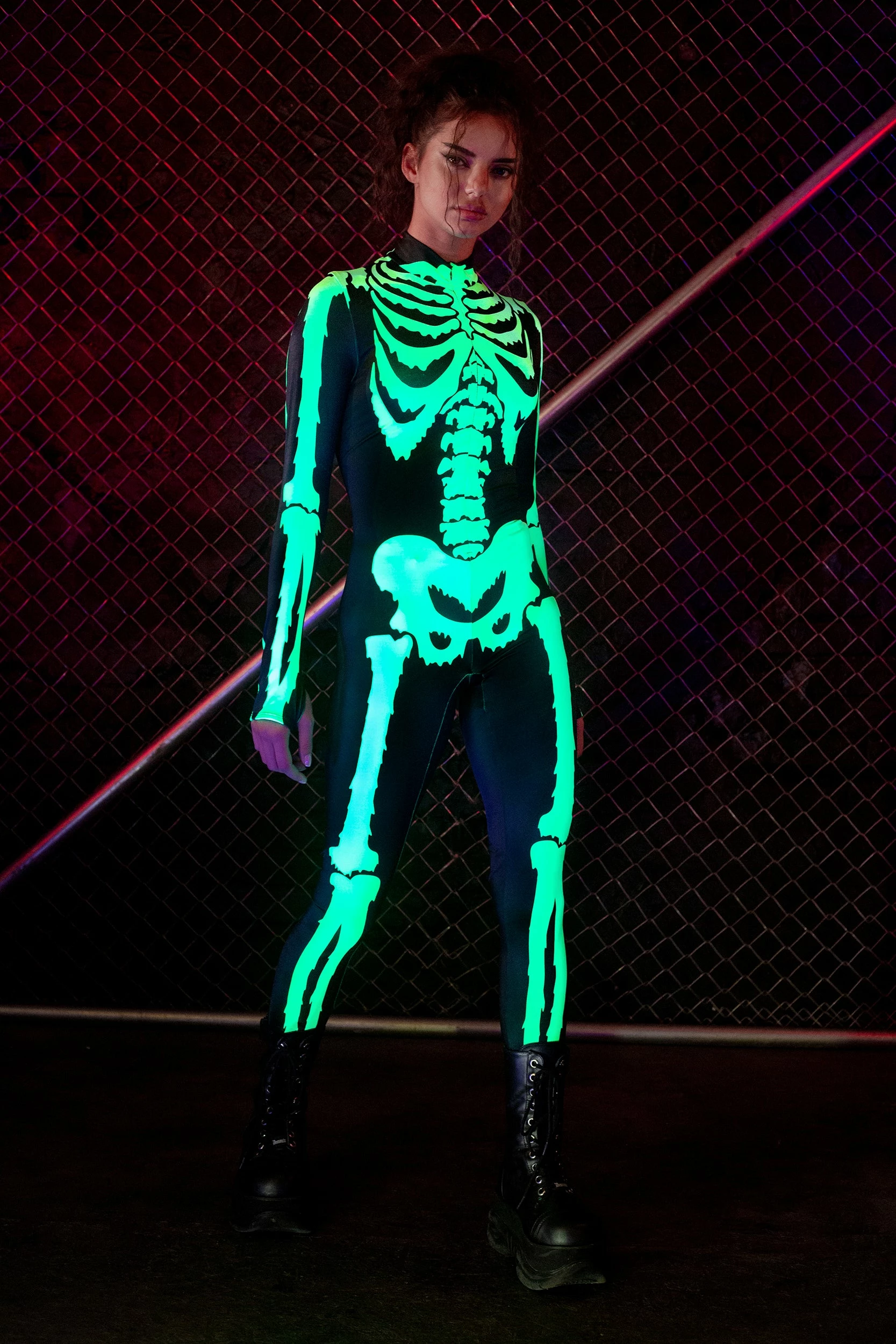 Badinka Acid Neon Skeleton Costume - Image 4