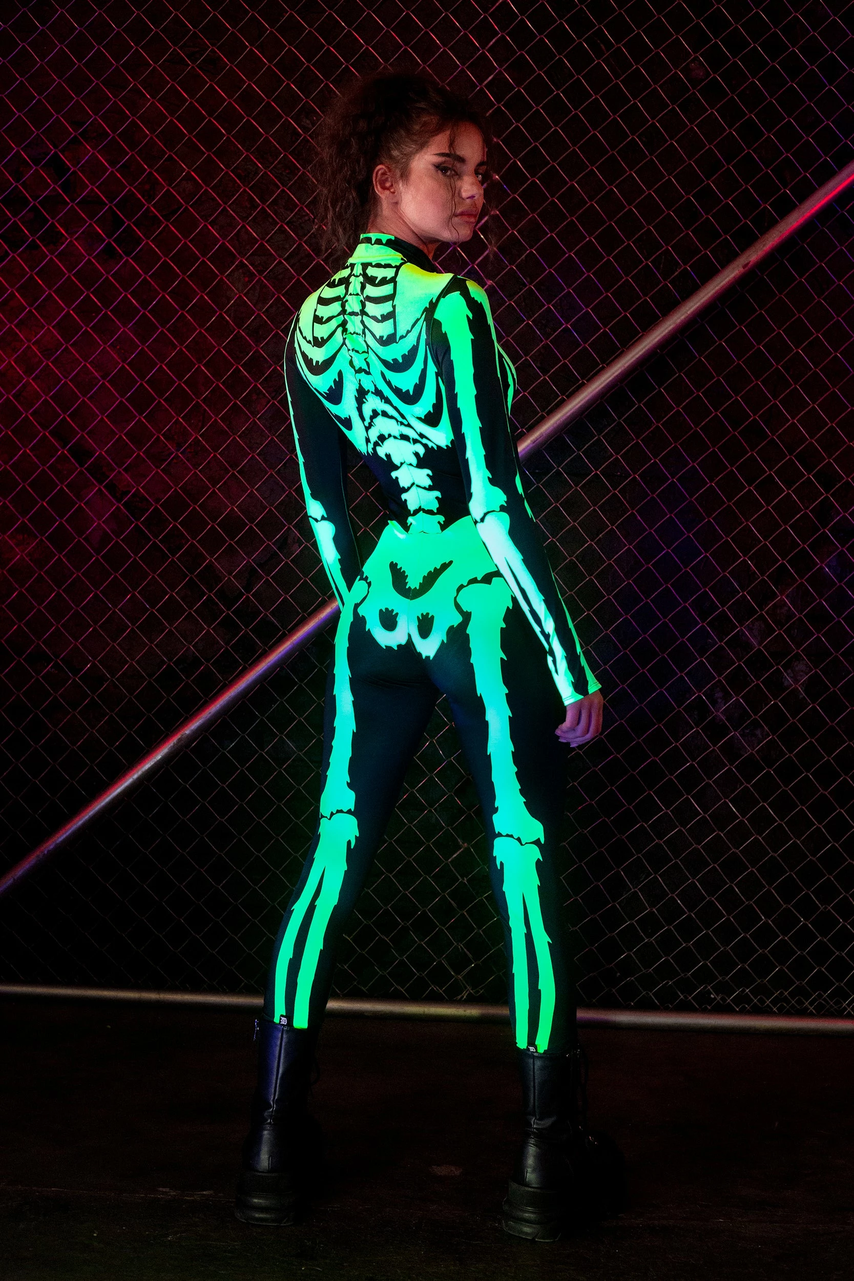 Badinka Acid Neon Skeleton Costume - Image 5
