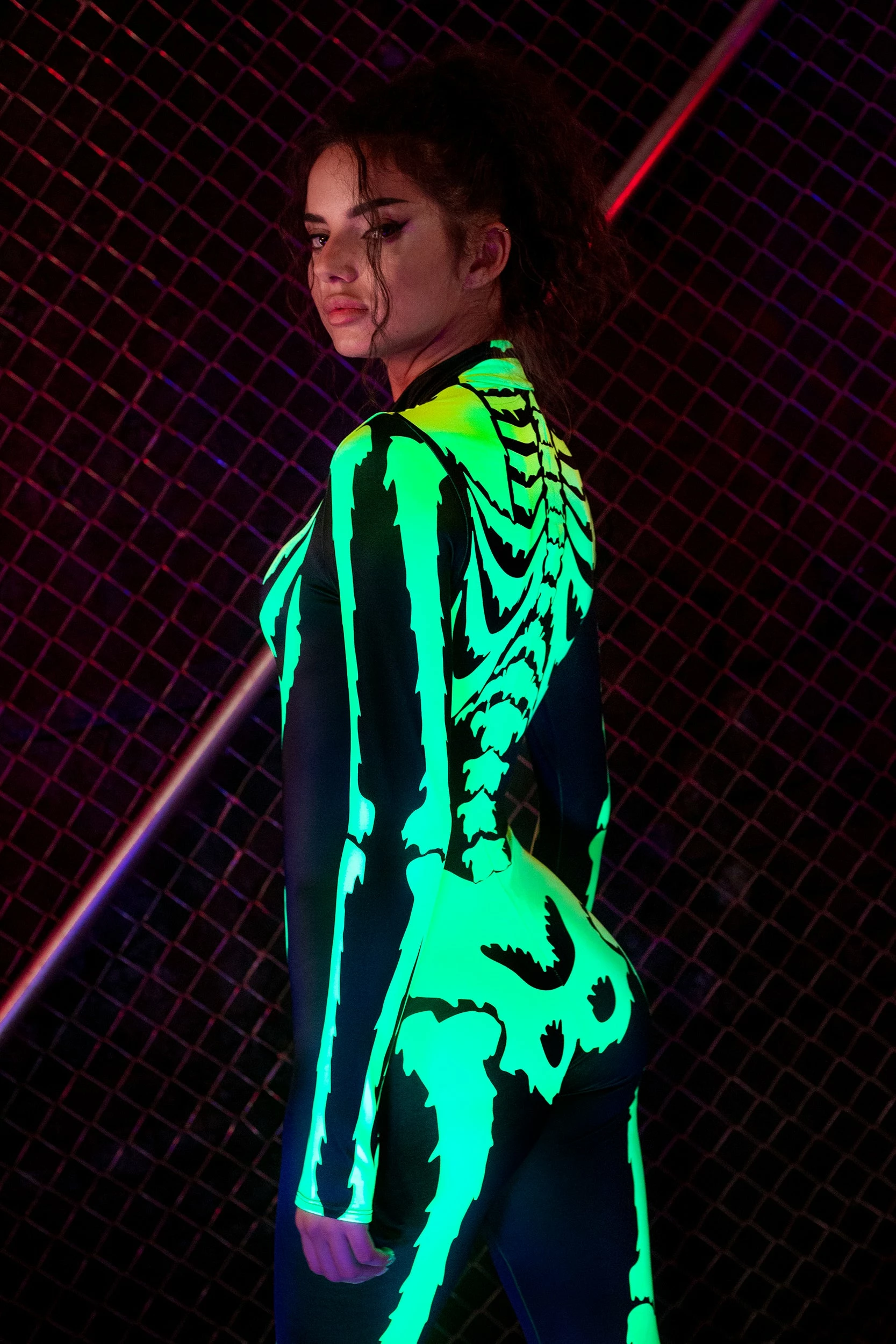 Badinka Acid Neon Skeleton Costume - Image 6