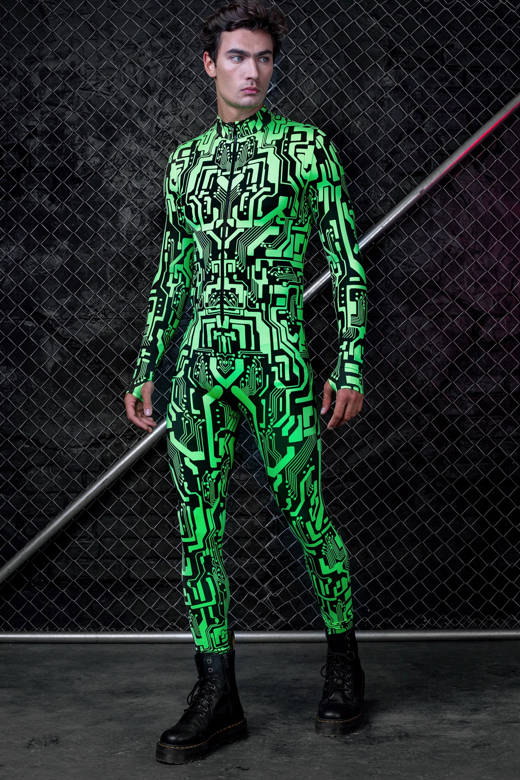 Badinka Circuit Flow Green Male Costume - Image 5