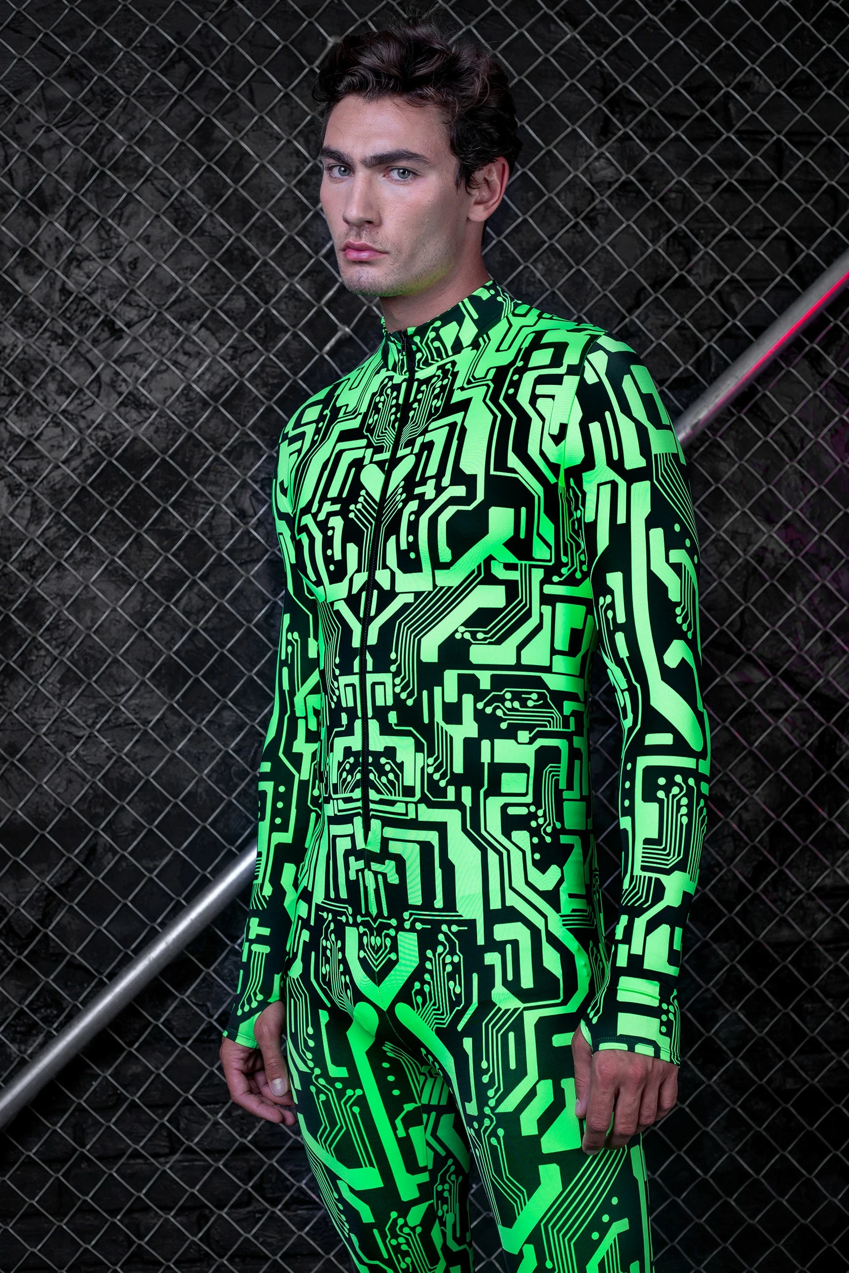Badinka Circuit Flow Green Male Costume - Image 6