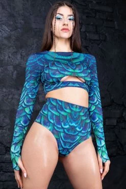 Badinka Mystic Peecock Long Belt Top