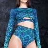 Badinka Mystic Peecock Rave HW Shorts