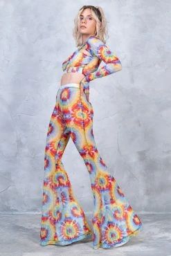 Badinka Tie Dye Bell Bottom And Sleeve Crossed Set