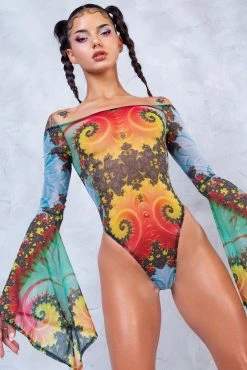 Badinka Espira Bell Sleeve Mesh Bodysuit
