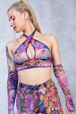 Badinka Woodstock Halter Criss Cross Mesh Top