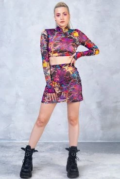 Badinka Splatter Mesh Rave Skirt Set