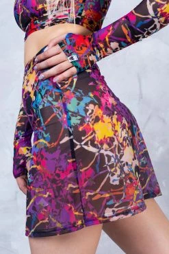Badinka Splatter Mesh Rave Skirt